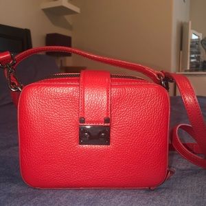Aqua Red Leather Bag